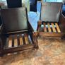 Solid Wood Leather 3 Piece Suite  Sofa & 2 Chairs Image 4