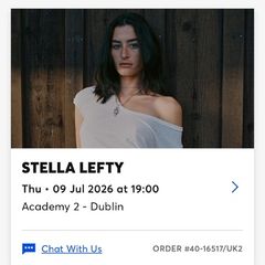 Offers x2 sold out Stella lefty tickets academy Dublin