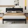 King Size Bed Frame with Wooden Storage Headboard Image 8