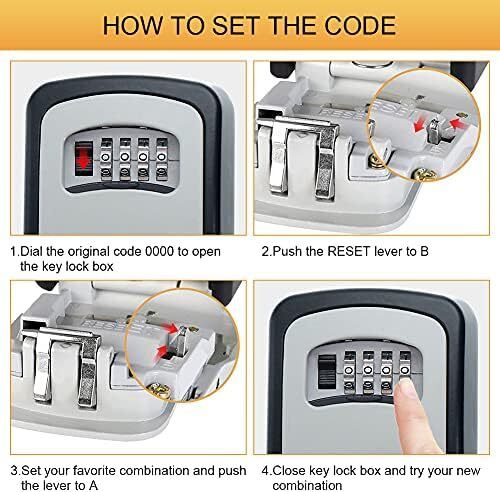 Key Safe Wall Mounted, Large Capacity Key Lock Box Outdoor,Waterproof Key Safe Box with 4 Digit Combination, Key Lock Cabinet for Spare House Keys, With Slide Cover, Gray, Medium Size