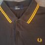Fred Perry Men's L Twin Tipped Polo Shirt Black Yellow Image 2