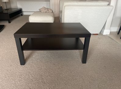 Black-Brown IKEA Lack Coffee Table with Shelf