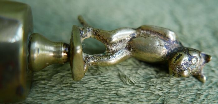 Vintage Brass Handbell Featuring a Mischievous  Handle