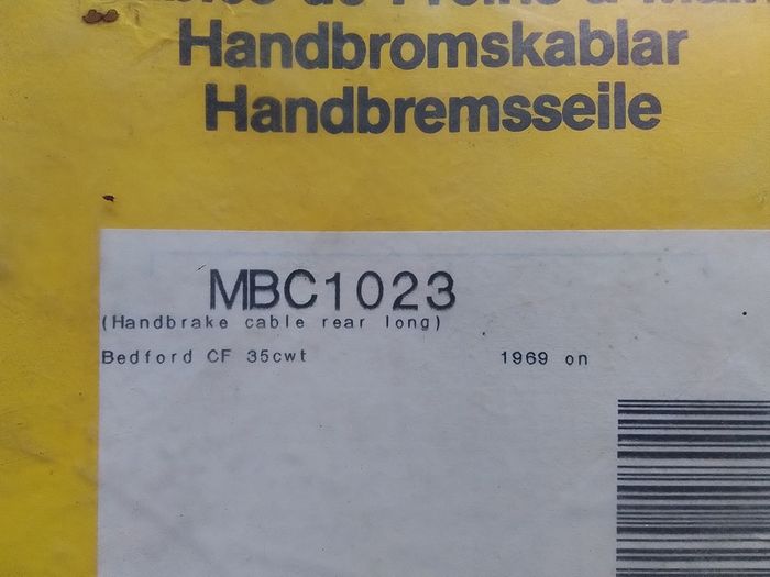1.Bedford CF Handbrake cable.