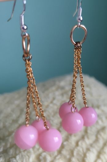 Pink Drop Earrings / Handmade New