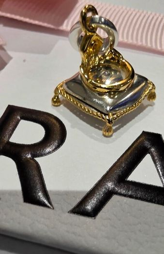 Pandora Disney Princess Auroras Crown on  golden Pillow with Lab grown Diamond  New