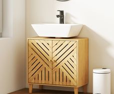 Bamboo Bathroom Under Sink Cabinet with Adjustable Shelf for Basin without Pedesta