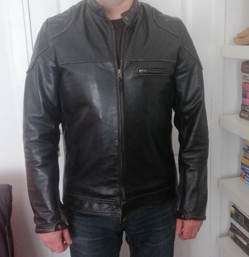 men's retro biker leather jacket