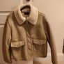 ASOS DESIGN borg collar oversized flight jacket in cream size S Image 5