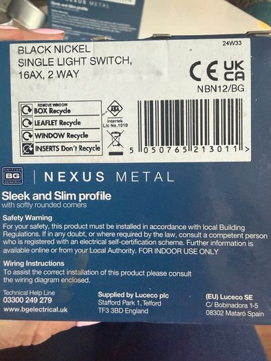 Nexus light switch- black nickel