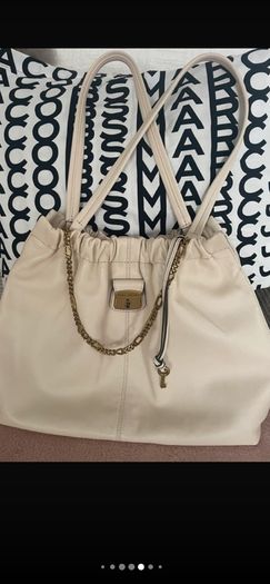 Marc Jacobs Cream Lambskin Leather Bag - The Christina Tote -
