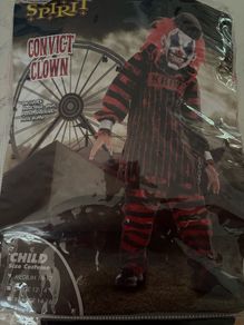 Free child costume age 10-12 convict clown