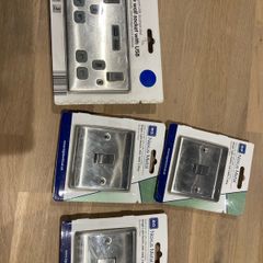 Light Switches and Socket - Brushed Steel