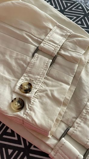 Pinko Cream Cotton Linen Blend High-Waisted Cropped Trousers - Tailored Summer Style Size 10