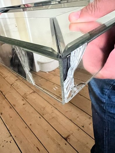 Frameless bevelled full-length mirror