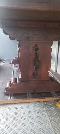 Antique 19th Century oak Monastery Table chunky well made solid with amazing patina comes with two large oak benches