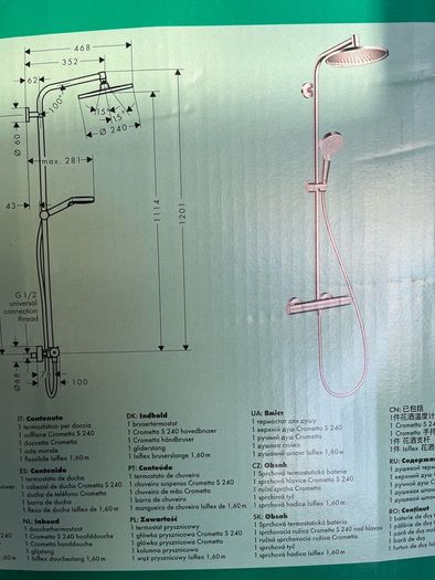 Hans grohe crometta T bar shower
