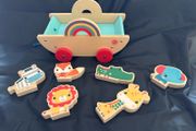 Wooden toy set - animals and cart