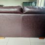 2 x two seater brown faux leather couches Image 2