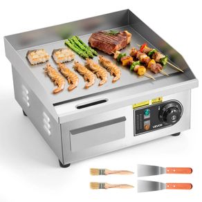Commercial Electric Griddle 2000W, 50-300 degC Adjustable Temp Control