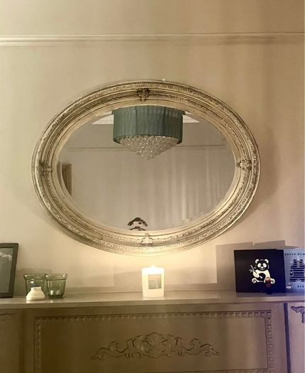 Silver decorative mirror pair