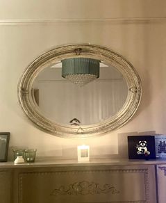 Silver decorative mirror pair