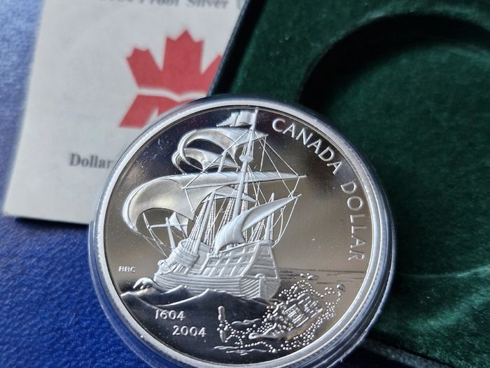 2004 Canada  .999 Silver Proof 400th Anniversary French Settlement 1 Dollar coin (25 gram)