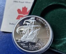 2004 Canada  .999 Silver Proof 400th Anniversary French Settlement 1 Dollar coin (25 gram)