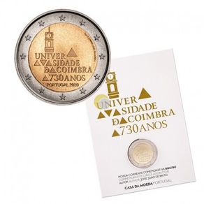 Portugal 2 Euro Commemorative Coin 2020 - The University of Coimbra BU. Blister Card.