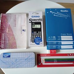 Casio scientific calculator, maths set, copybooks, pencils, eraser & formulae/tables book