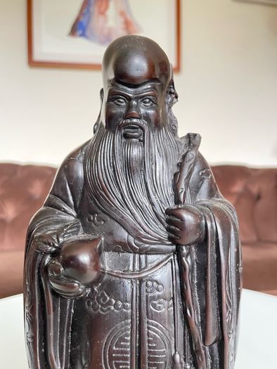 Rare Vintage Resin Asian Japanese Statue Fukurokuju Lucky God