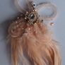 Salmon Pink/Peach Feather 2in1 Fascinator/Brooch Image 9