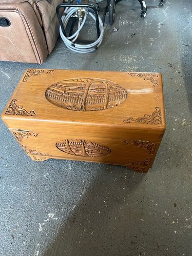 Chinese - Hand Carved Wooden Storage Chest
