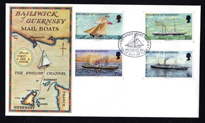1973 Guernsey Mail Packet Boars Commemorative Stamps Addressed First Day Cover (FDC)