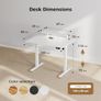 Electric Standing Desk with Movable Monitor Stand, Height Adjustable Desk with 2 Memory Buttons, 100 x 60 cm with LED Strip Light and USB-C Port, for Home Office, White Image 2