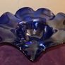 Vintage Hand blown Art Glass Cobalt Blue Serving Bowl Image 3
