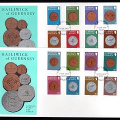1979 Guernsey 1/2p-20p & UK5 Definitive Stamps 3 First Day Cover (FDC)