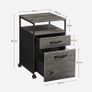 Filing cabinet with 2 drawers, mobile office cabinet with wheels, mobile pedestal, open compartment, hanging files, stable steel frame, industrial design, anthracite gray-black Image 3