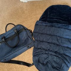 icandy peach navy check changing diaper bag and footmuff