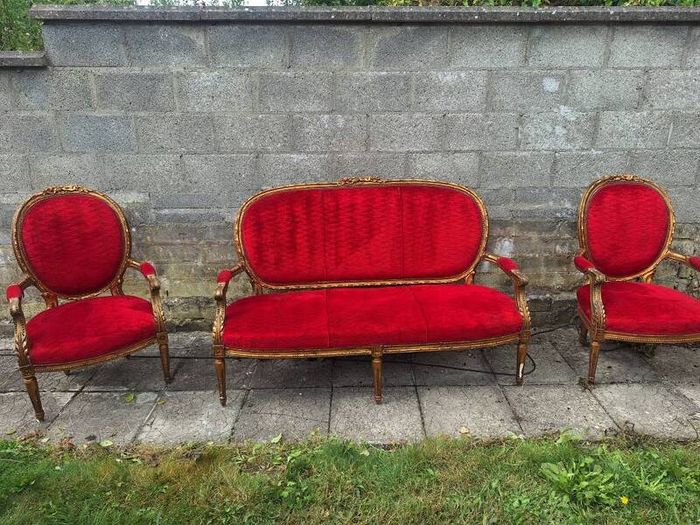 Antique French Louis XVI Style 3-Piece Salon Suite