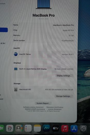 MacBook Pro 16" 32GB | 2021 | M1 Pro | 512GB | 91%
