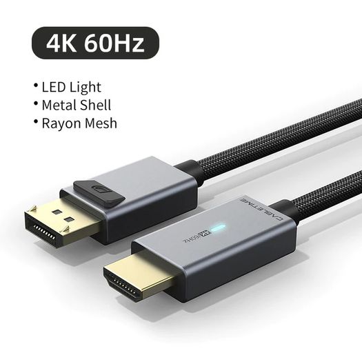 Cabletime 1.8M Active DisplayPort (Male) to HDMI (Male) 4K@60Hz Gold-Plated Nylon Braided LED Light Cable (Brand New/Warranty)