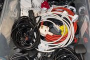 Various mains cables, power bricks