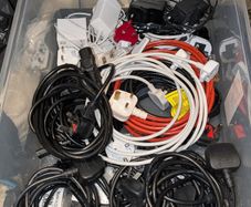 Various mains cables, power bricks