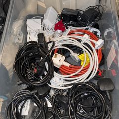 Various mains cables, power bricks