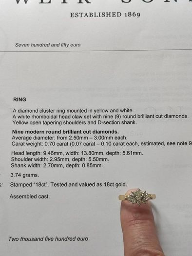 18 Carat Gold cluster diamond/engagement ring