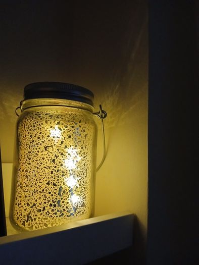 Small grey and white Next vase, with free item - battery operated light-up jar