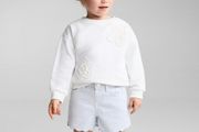 Mango kids girls light blue shorts with scalloped edges Age 4-5 BNWT
