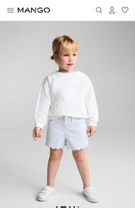 Mango kids girls light blue shorts with scalloped edges Age 4-5 BNWT