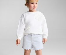 Mango kids girls light blue shorts with scalloped edges Age 4-5 BNWT
